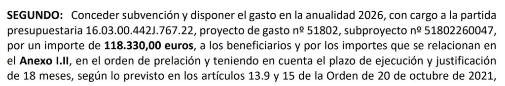 Confirmación que la CARM no paga las subvenciones del 2021 hasta medía década