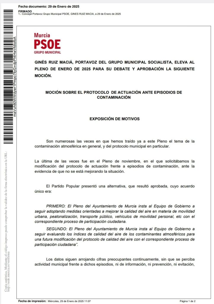 Moción del PSOE