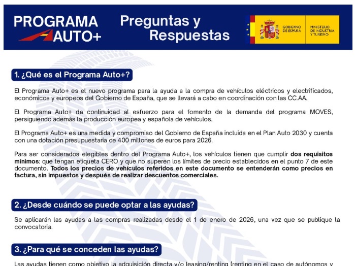 Preguntas frecuentes programa Auto+